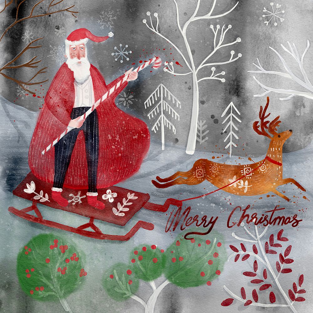 Winter Wonderland Santa art print by Juliet Rose Philips for $57.95 CAD
