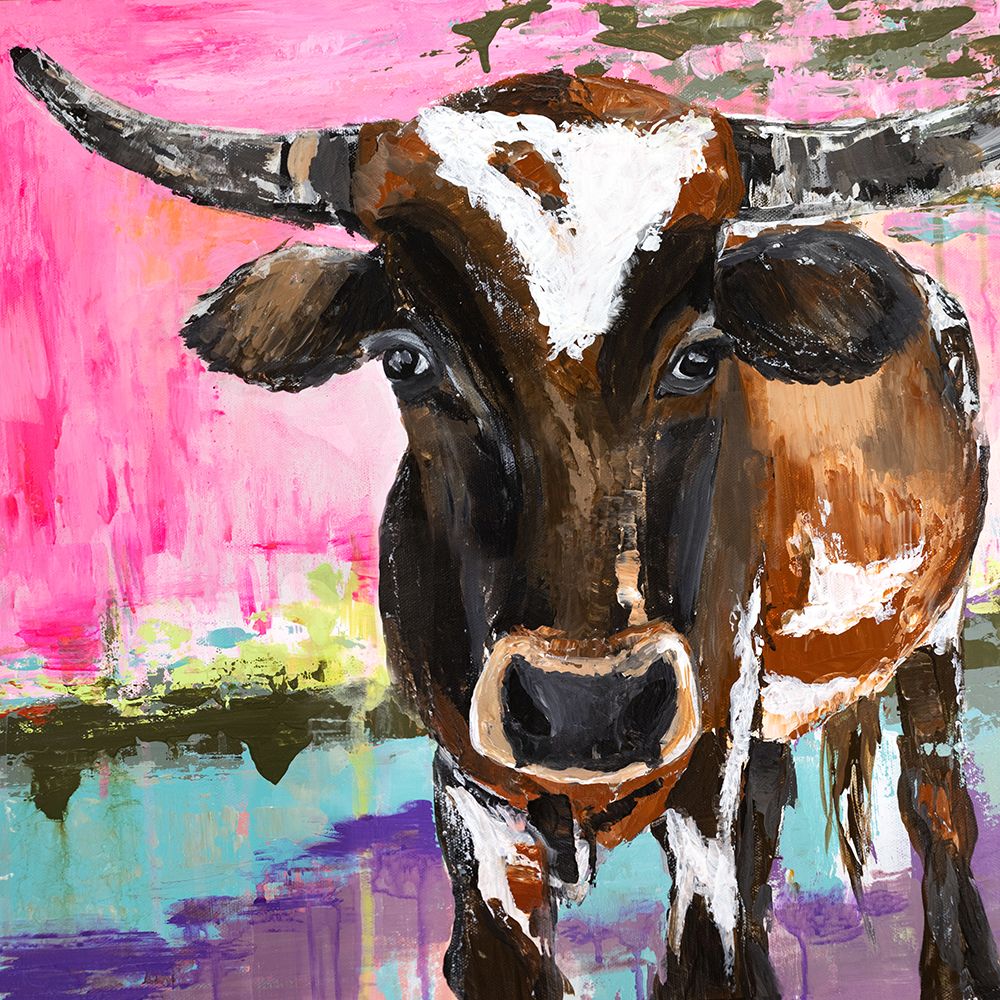 Florescent Steer art print by Jessica Skinner for $57.95 CAD