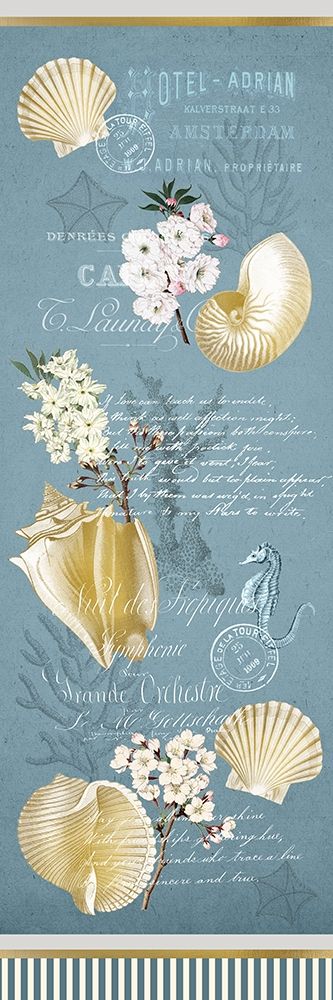 Cherry Blossom and Shells Blue art print by Kimberly Allen for $57.95 CAD
