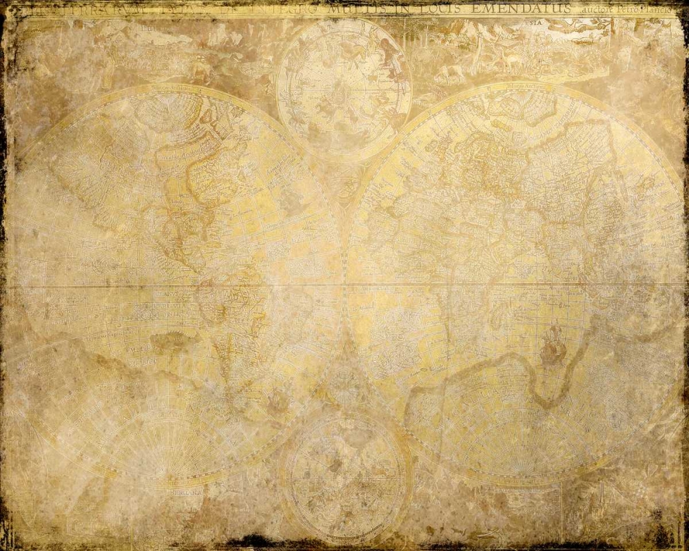World Map in Gold art print by Kimberly Allen for $57.95 CAD