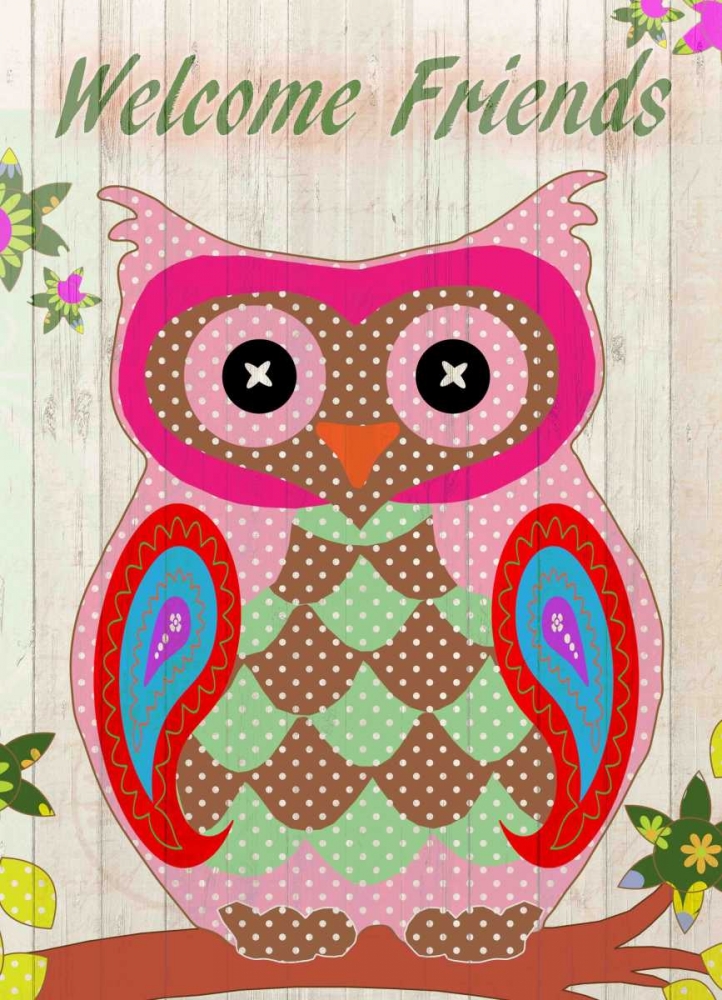 Patchwork Owl Welcome art print by Kimberly Allen for $57.95 CAD