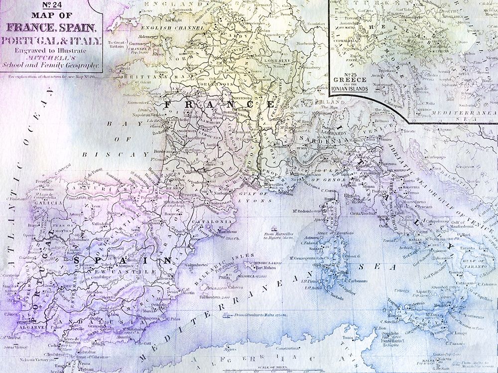 Watercolor Map 2 art print by Kimberly Allen for $57.95 CAD