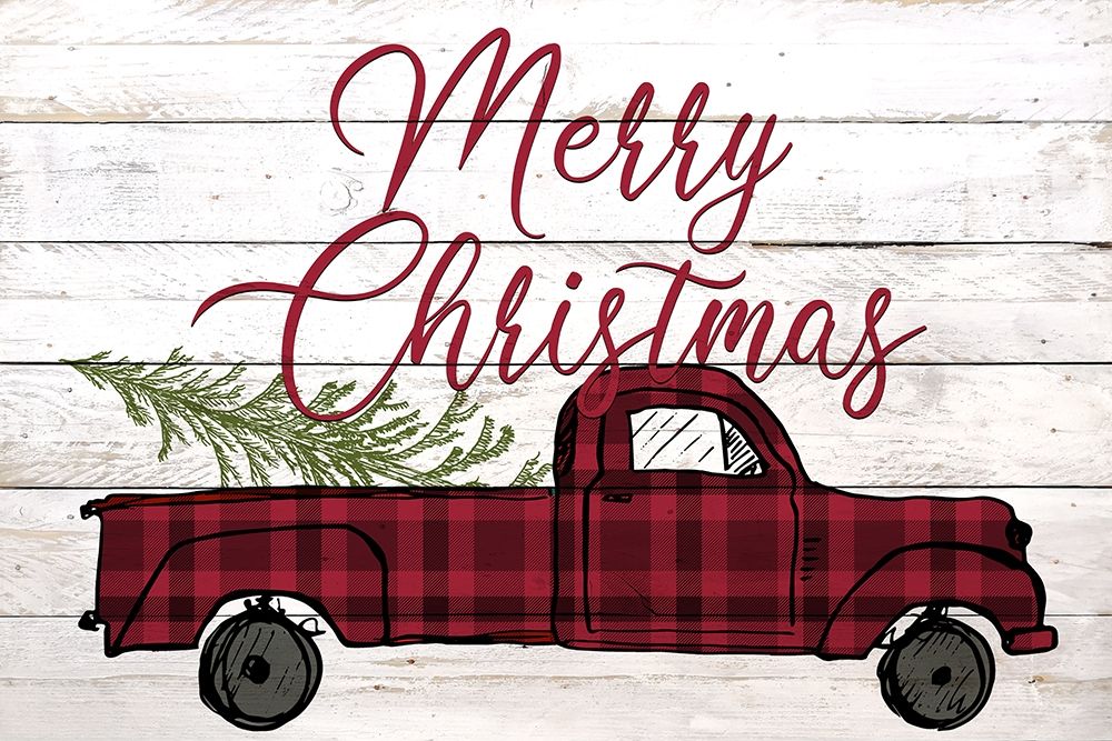 Merry Christmas Holiday Truck art print by Kimberly Allen for $57.95 CAD