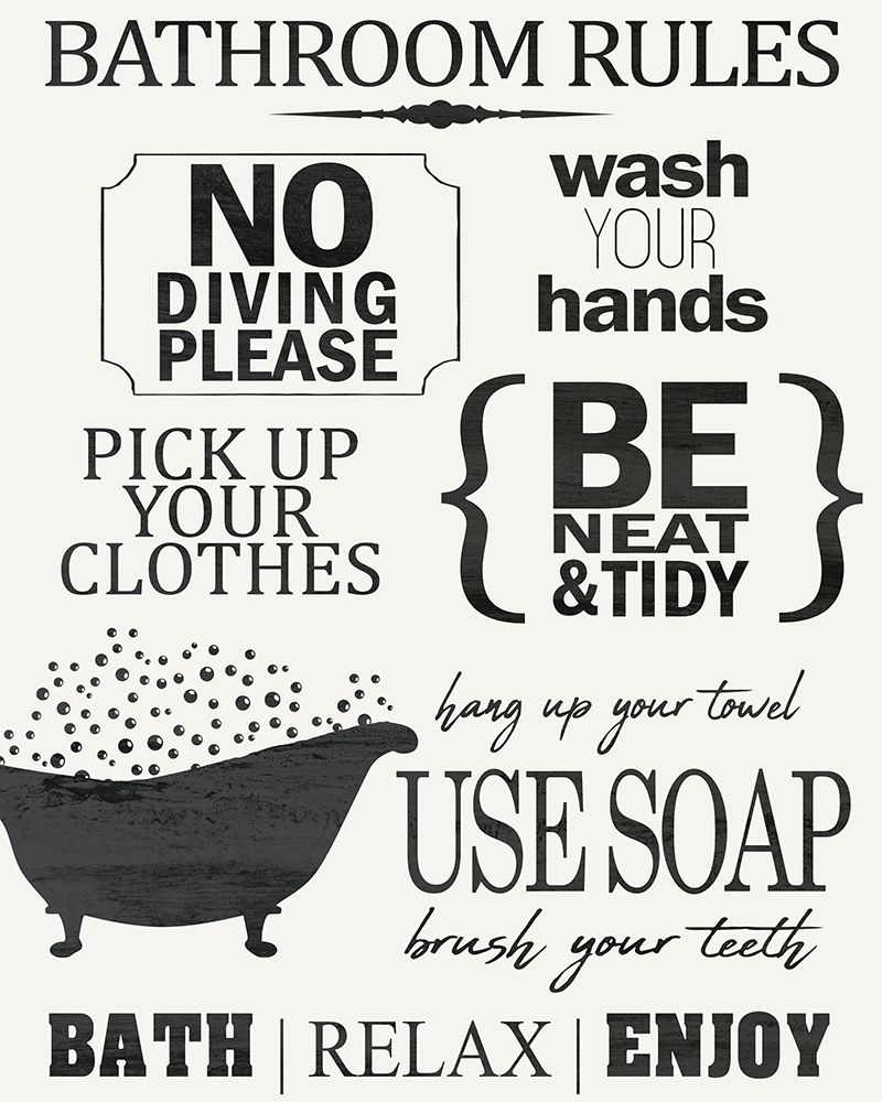 Bathroom Rules art print by Kimberly Allen for $57.95 CAD