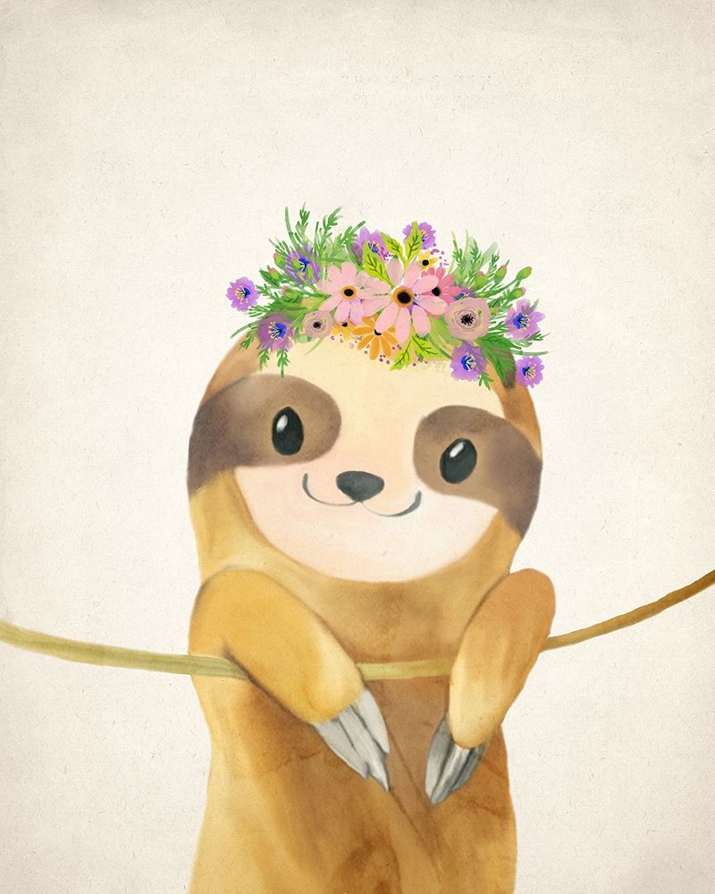 Floral Sloth 1 art print by Kimberly Allen for $57.95 CAD