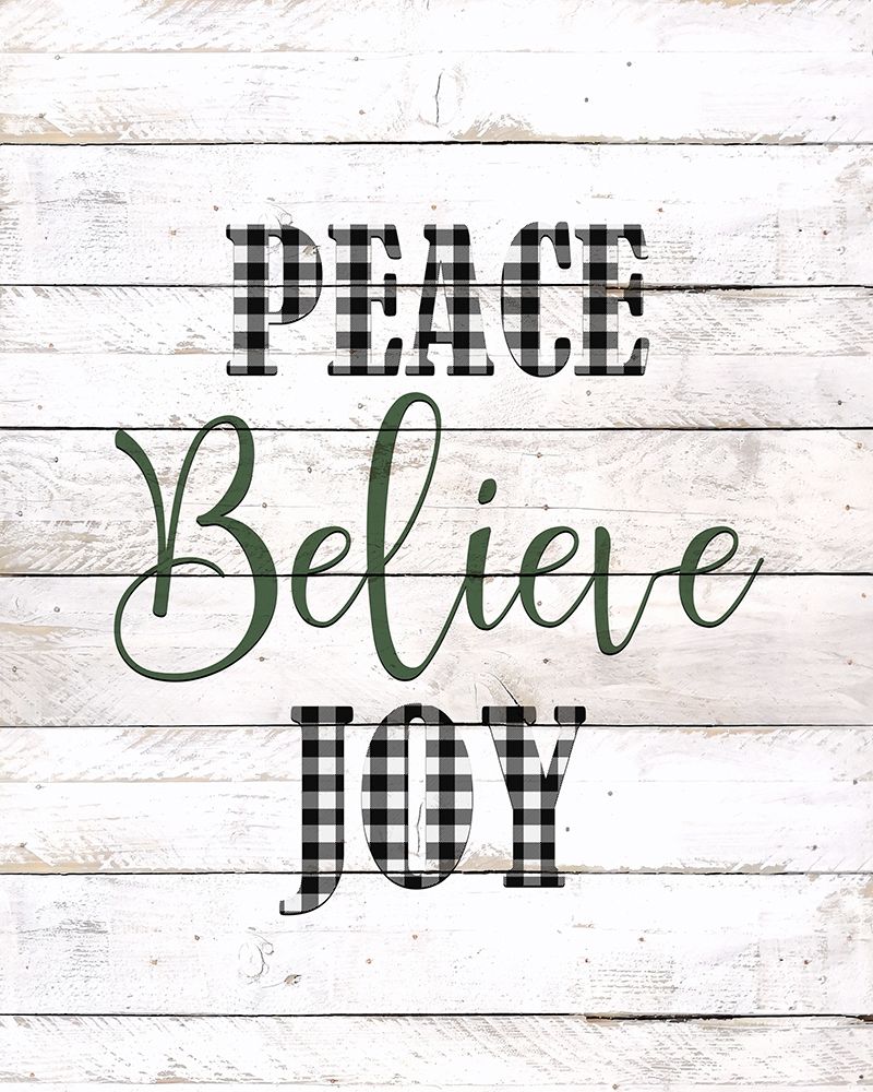 Peace Believe Joy Plaid art print by Kimberly Allen for $57.95 CAD