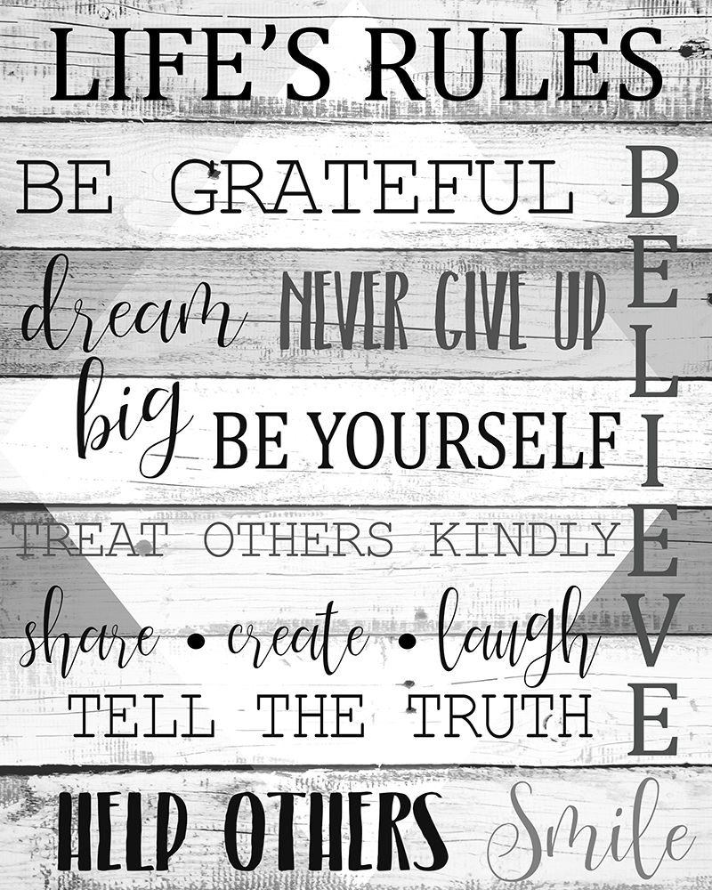 Lifes Rules Grey art print by Kimberly Allen for $57.95 CAD