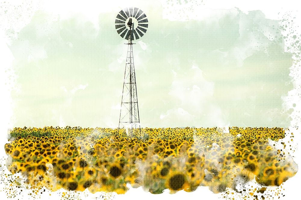 Windmill Sunflowers art print by Kimberly Allen for $57.95 CAD