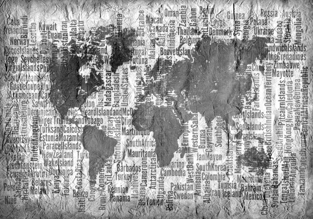 Map of the World Black and White art print by Kimberly Allen for $57.95 CAD
