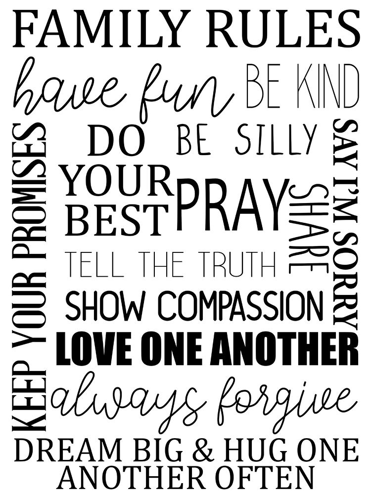Family Rules BW art print by Kimberly Allen for $57.95 CAD