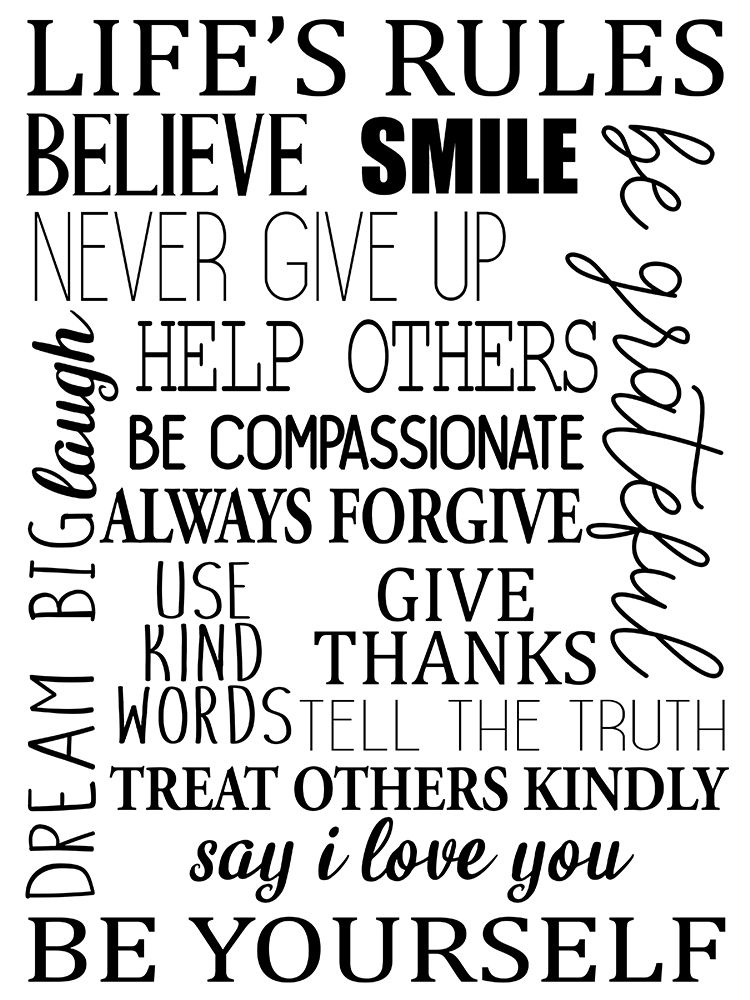 Life Rules BW art print by Kimberly Allen for $57.95 CAD