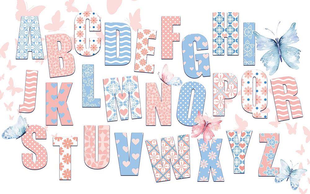 ABCs Coral And Blue art print by Kimberly Allen for $57.95 CAD