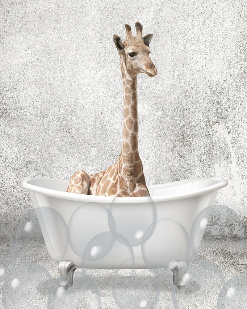Baby Giraffe Bath art print by Kimberly Allen for $57.95 CAD