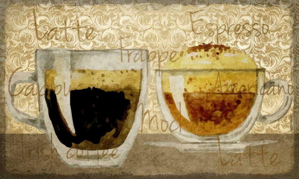 Damask Coffee 1 art print by Kimberly Allen for $57.95 CAD