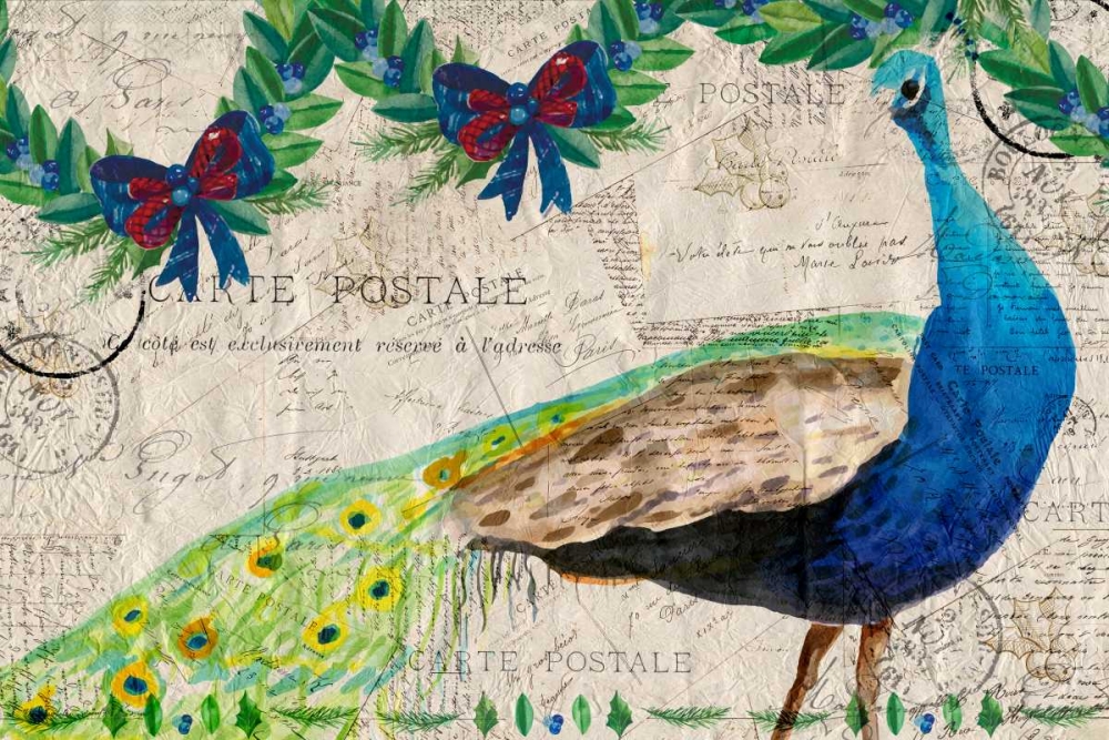 Christmas Postcard Peacock art print by Kimberly Allen for $57.95 CAD