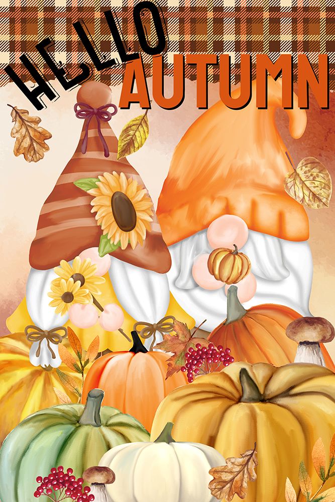 Gnome Fall Hello Autumn art print by Kimberly Allen for $57.95 CAD