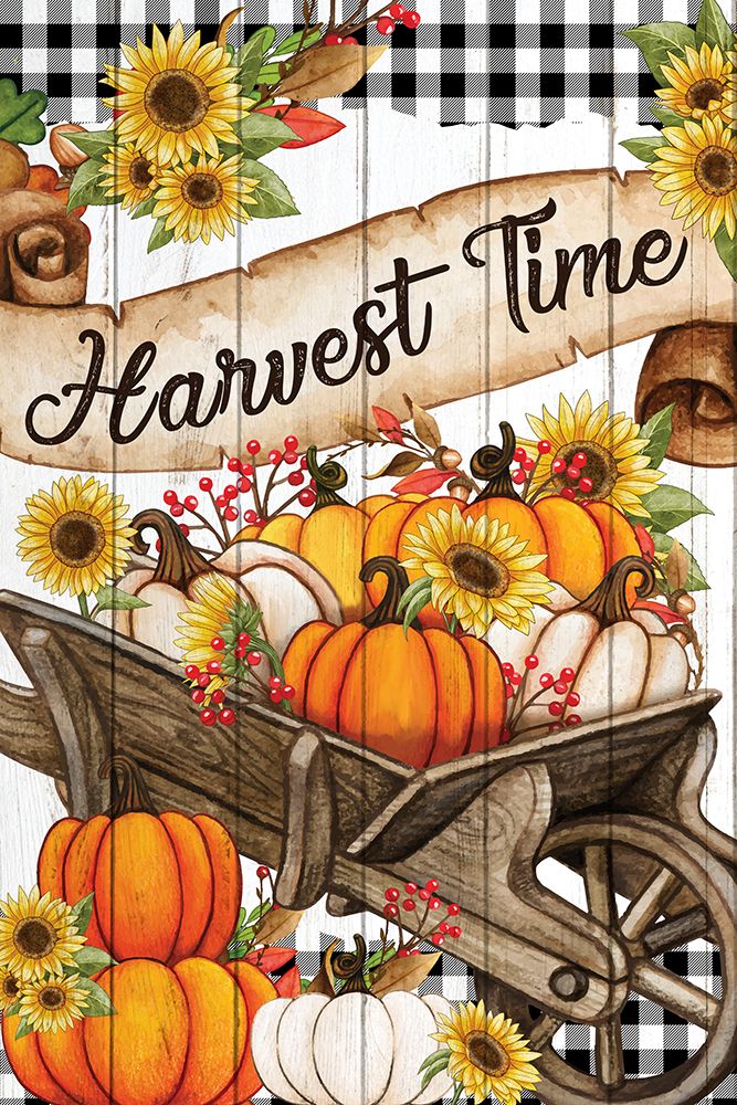 Wheelbarrow Pumpkins art print by Kimberly Allen for $57.95 CAD