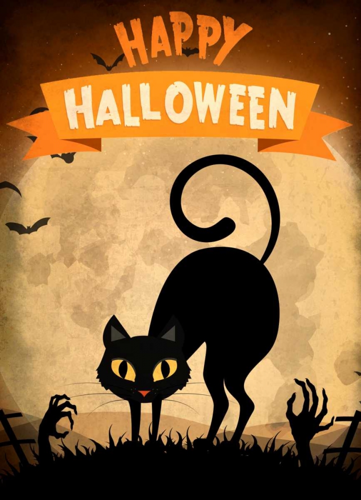 Happy Halloween Black Cat art print by Kimberly Allen for $57.95 CAD