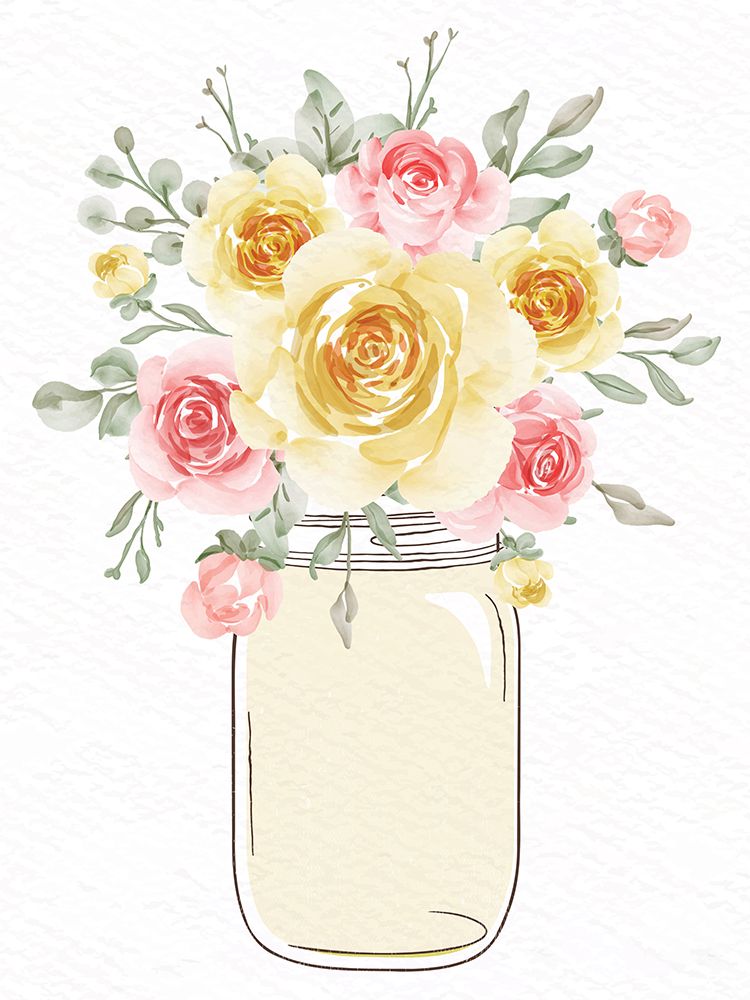 Mason Jar Floral 1 art print by Kimberly Allen for $57.95 CAD