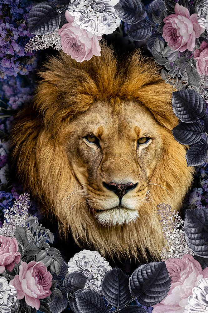 Lion Deep Floral art print by Kimberly Allen for $57.95 CAD