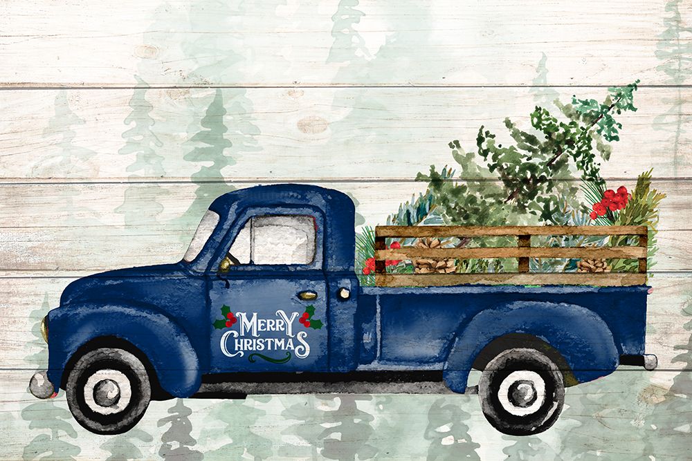 Navy Christmas Truck art print by Kimberly Allen for $57.95 CAD