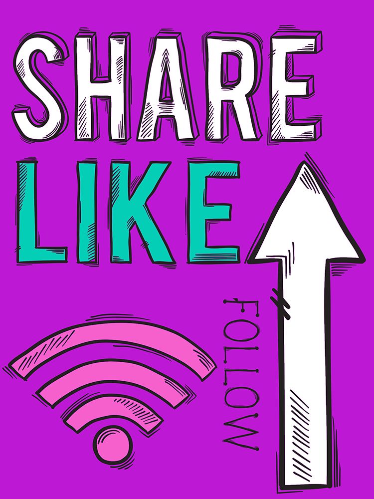 Share Like Follow art print by Kimberly Allen for $57.95 CAD