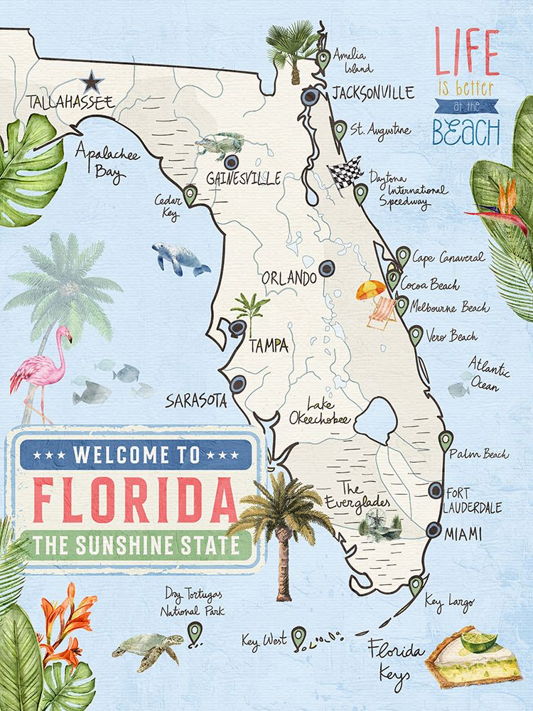 FL Map art print by Kimberly Allen for $57.95 CAD