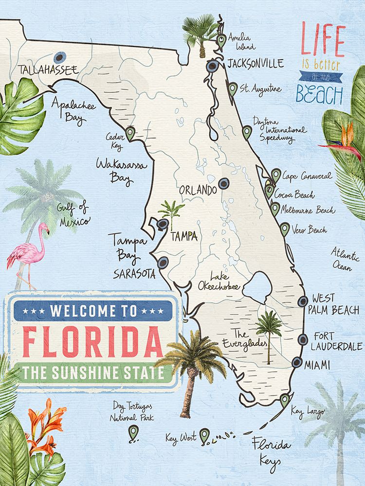 FL Map art print by Kimberly Allen for $57.95 CAD