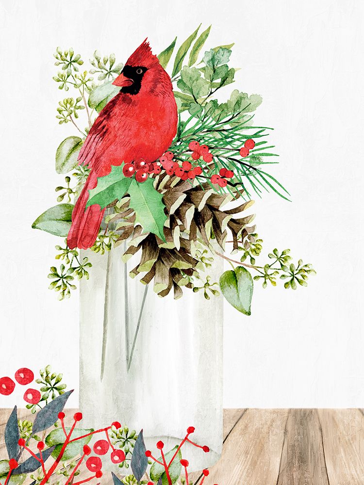 Cardinal Christmas Jar art print by Kimberly Allen for $57.95 CAD