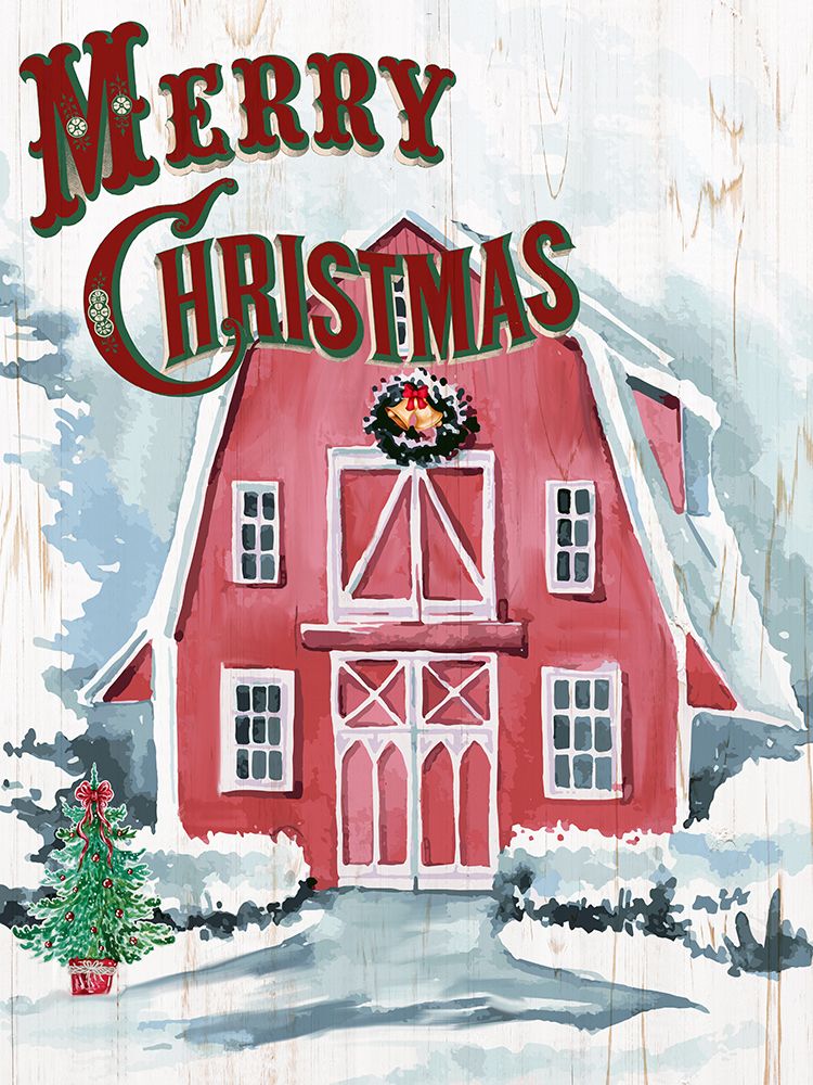 Merry Christmas Barn V2 art print by Kimberly Allen for $57.95 CAD