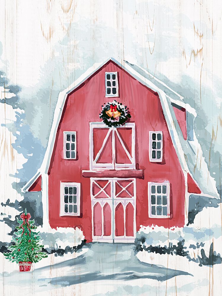 Merry Christmas Barn art print by Kimberly Allen for $57.95 CAD
