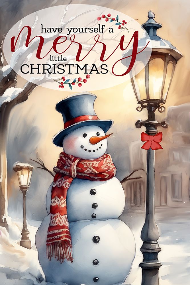 Merry Little Snowman Sentiment art print by Kimberly Allen for $57.95 CAD
