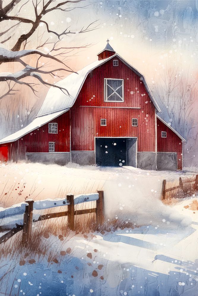 Let it Snow Winter Barn art print by Kimberly Allen for $57.95 CAD