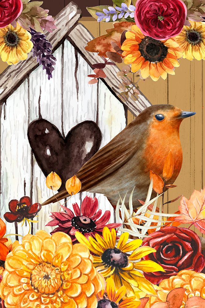 Fall Birdhouse art print by Kimberly Allen for $57.95 CAD