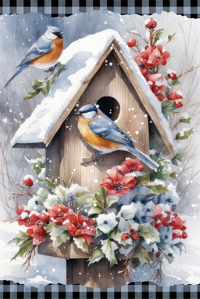 Winter Birdhouse art print by Kimberly Allen for $57.95 CAD