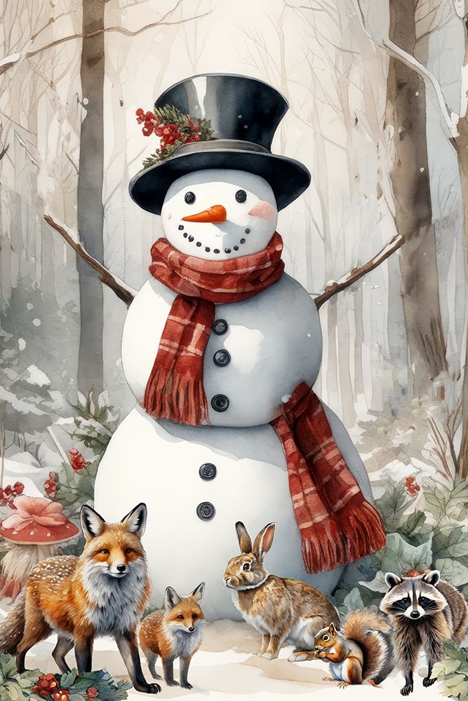 Woodland Snowman art print by Kimberly Allen for $57.95 CAD
