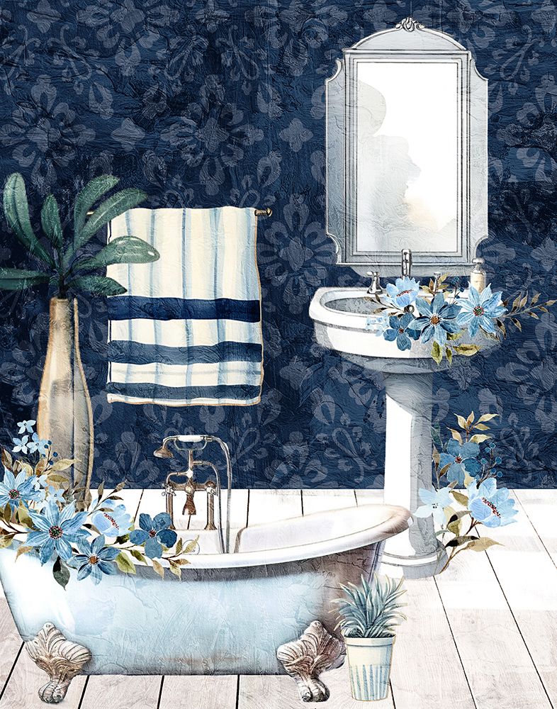 Blue Bath Floral art print by Kimberly Allen for $57.95 CAD