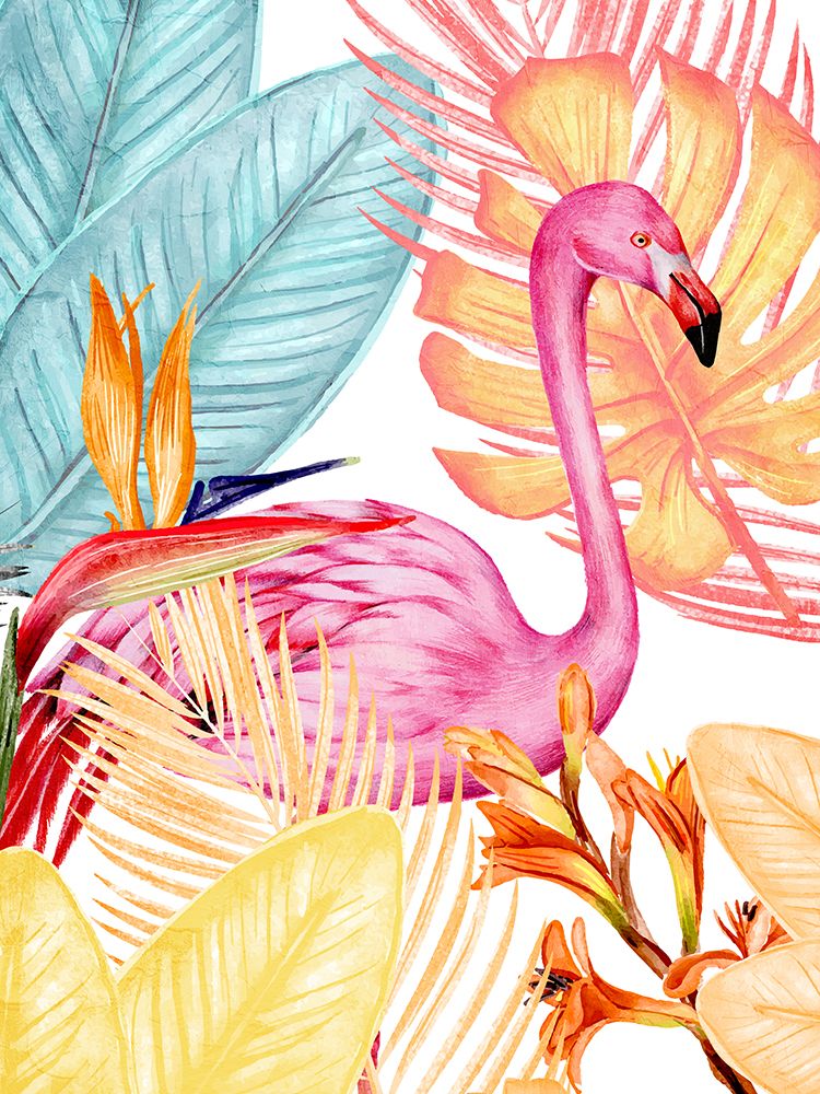 Bright Flamingo Tropics 1 art print by Kimberly Allen for $57.95 CAD