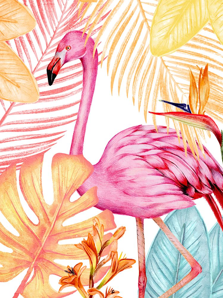 Bright Flamingo Tropics 2 art print by Kimberly Allen for $57.95 CAD