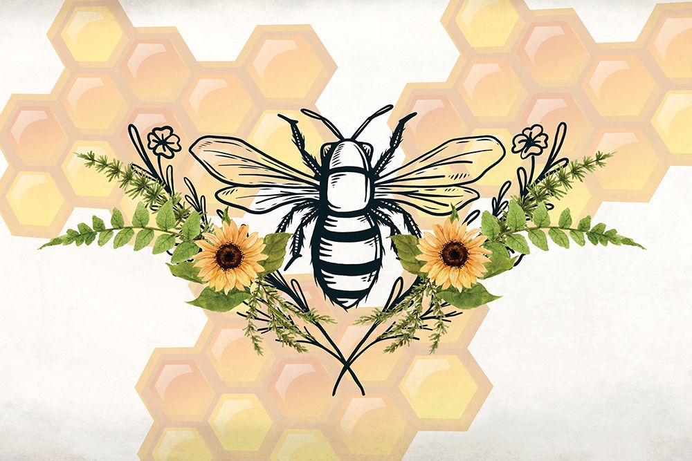 Bee Sunflower art print by Kimberly Allen for $57.95 CAD