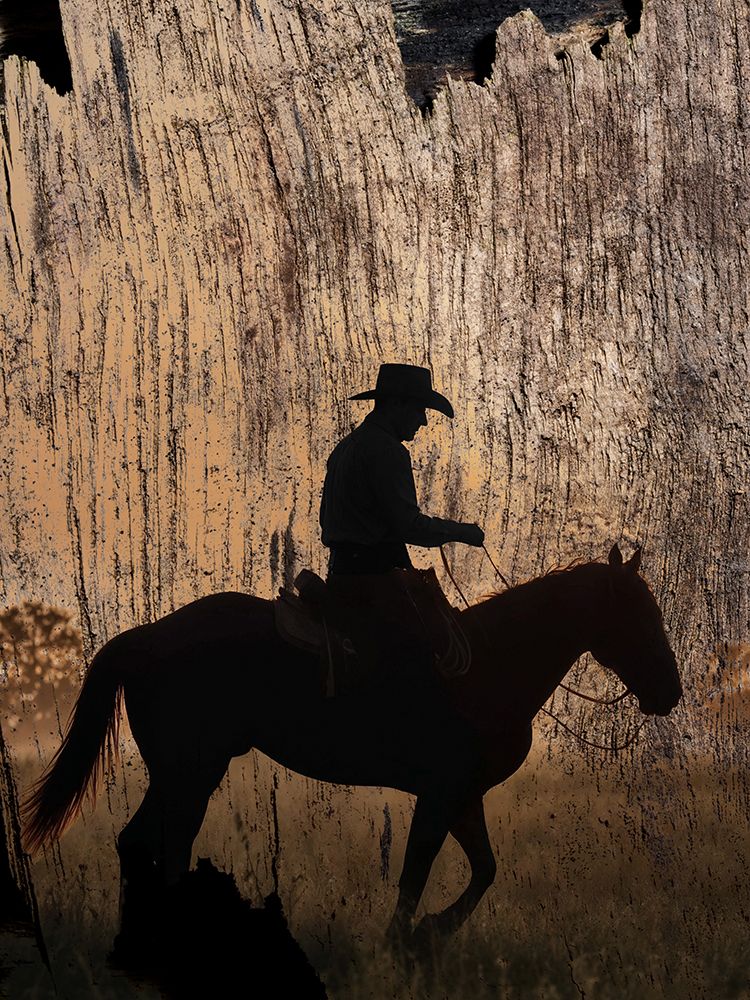Cowboy Silhouette Wood 1 art print by Kimberly Allen for $57.95 CAD