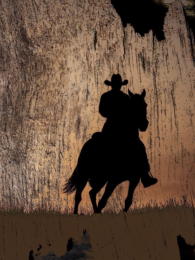 Cowboy Silhouette Wood 2 art print by Kimberly Allen for $57.95 CAD