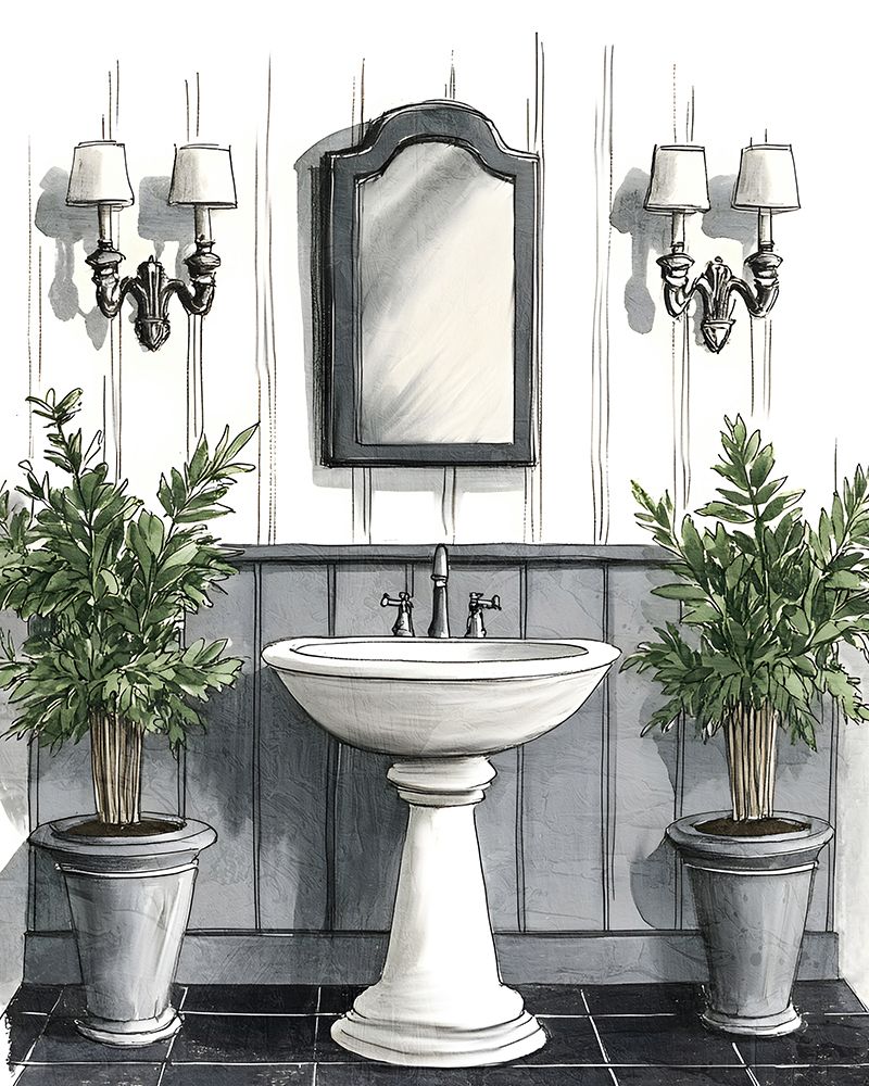 Black And White Bath 1 art print by Kimberly Allen for $57.95 CAD