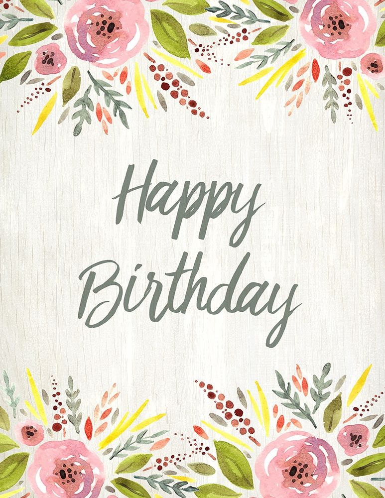 Happy Birthday Watercolor Floral art print by Kimberly Allen for $57.95 CAD