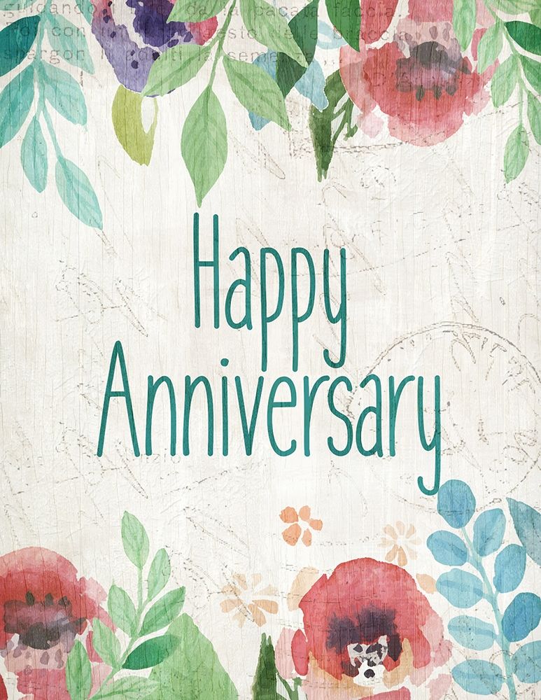 Vintage Floral Happy Anniversary art print by Kimberly Allen for $57.95 CAD
