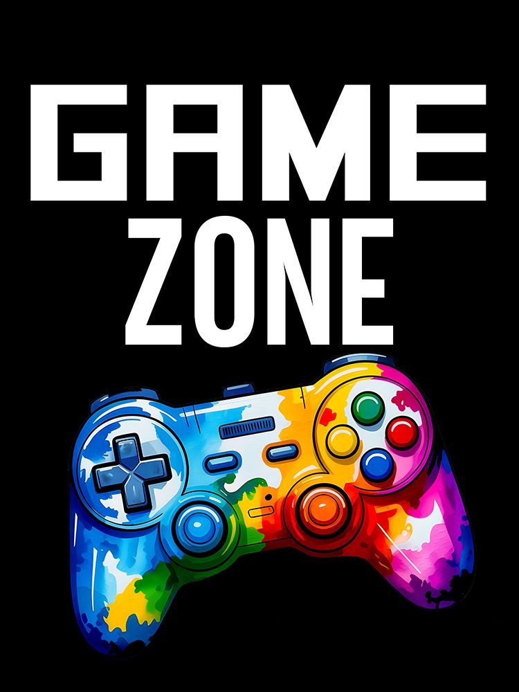Game Zone Colorful Control On Black art print by Kimberly Allen for $57.95 CAD