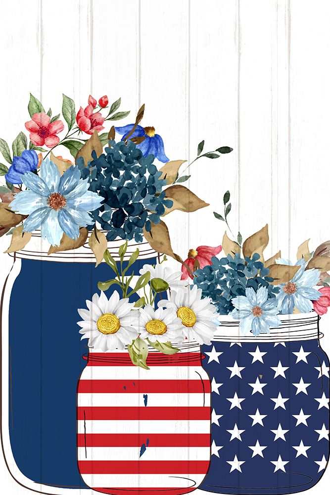 Patriotic Mason Jars art print by Kimberly Allen for $57.95 CAD