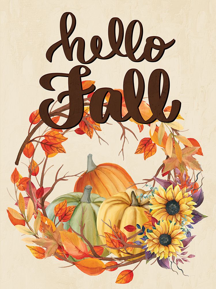 Hello Fall Pumpkin Wreath art print by Kimberly Allen for $57.95 CAD