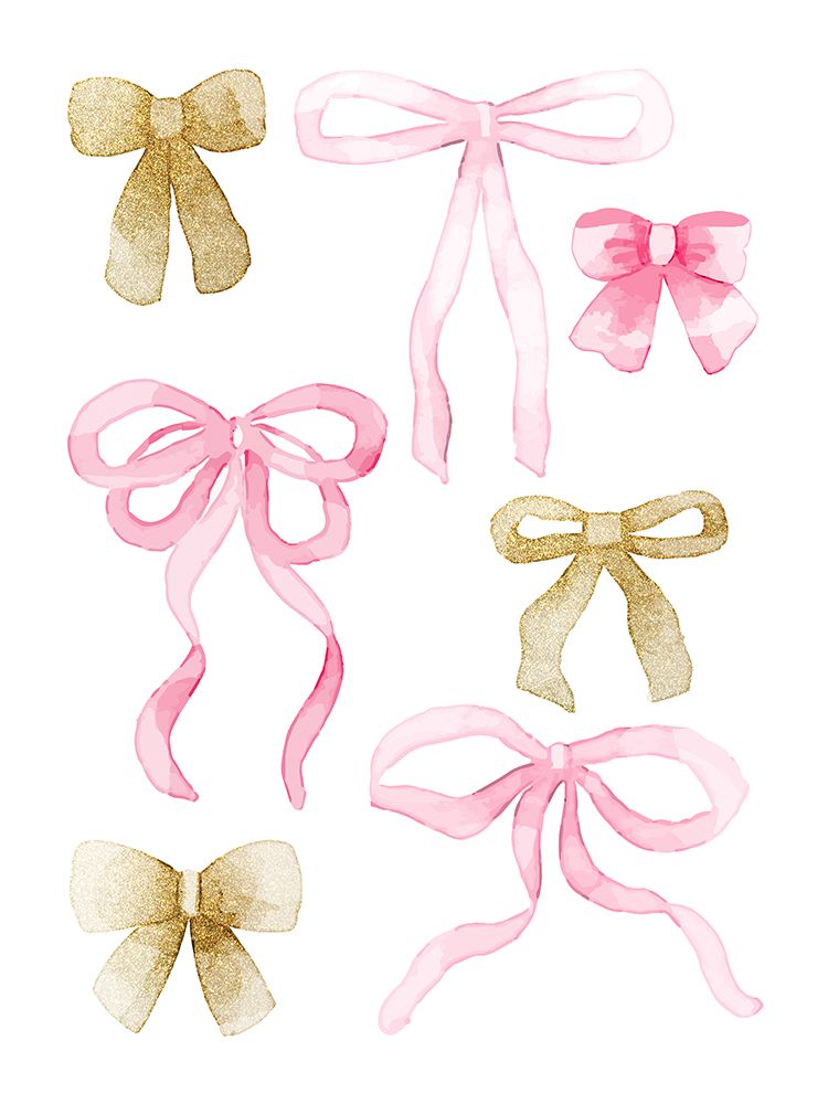 Bows Pink And Gold 1 art print by Kimberly Allen for $57.95 CAD