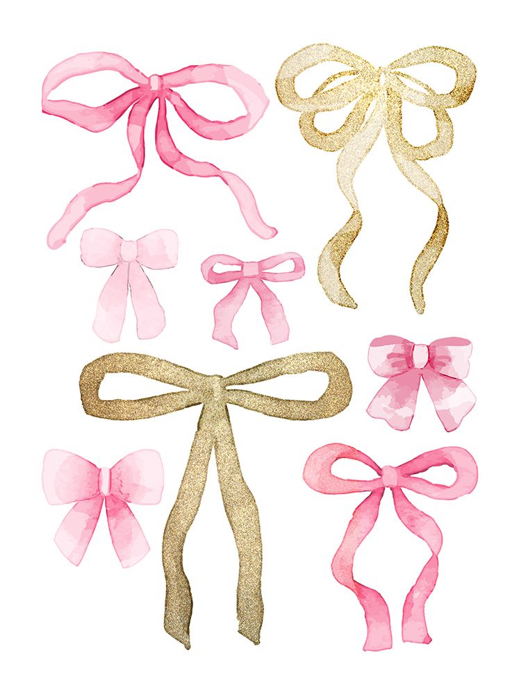 Bows Pink And Gold 2 art print by Kimberly Allen for $57.95 CAD